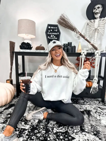 I Need A Diet Coke White Graphic Crewneck