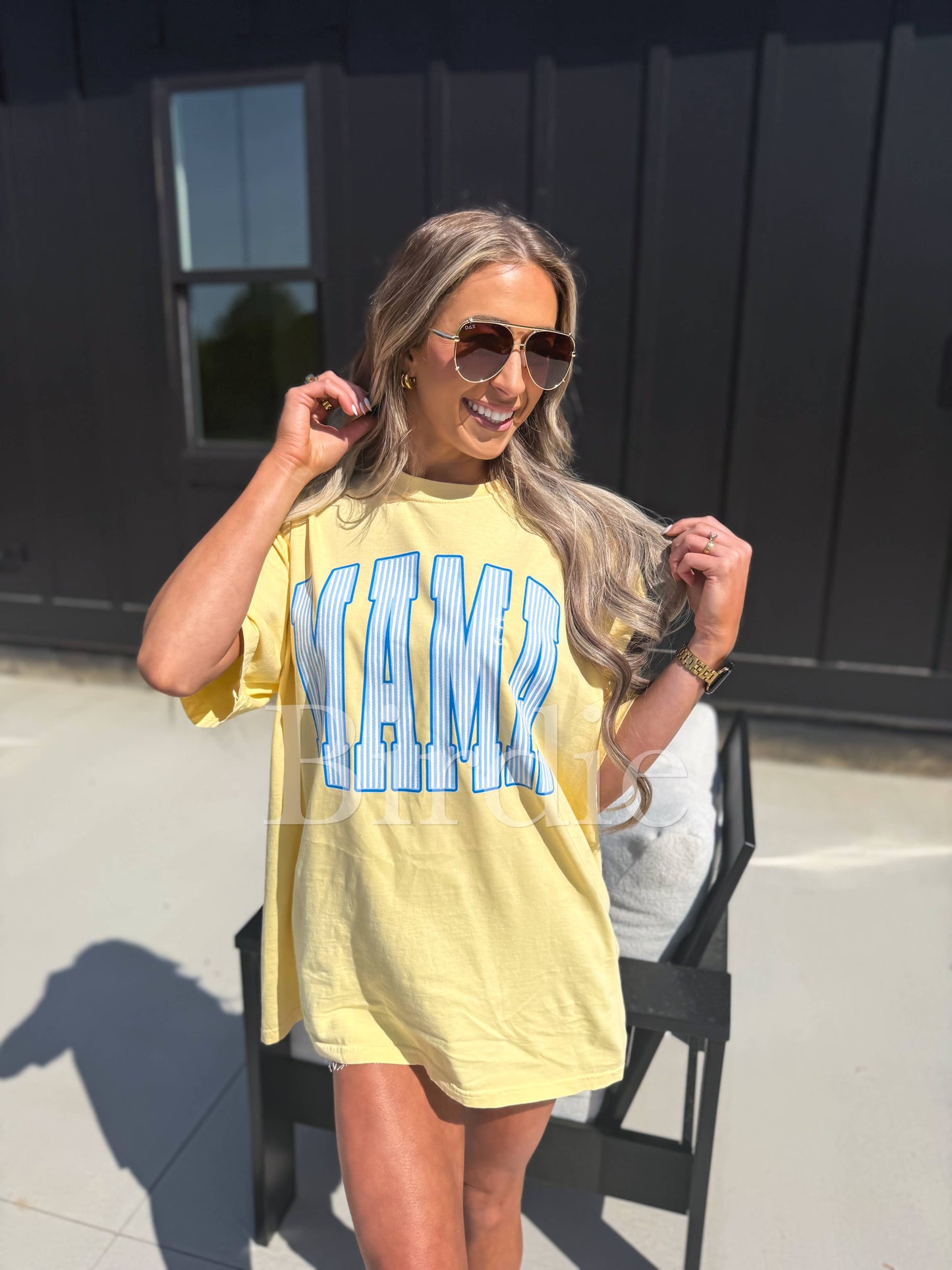 Striped MAMA Graphic Tee