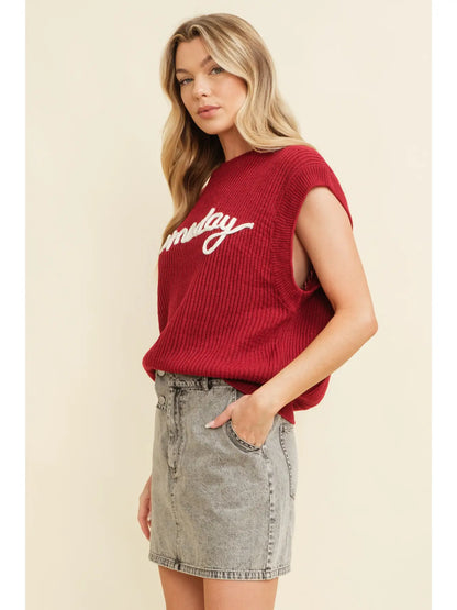 Embroidered Gameday Sweater Vest