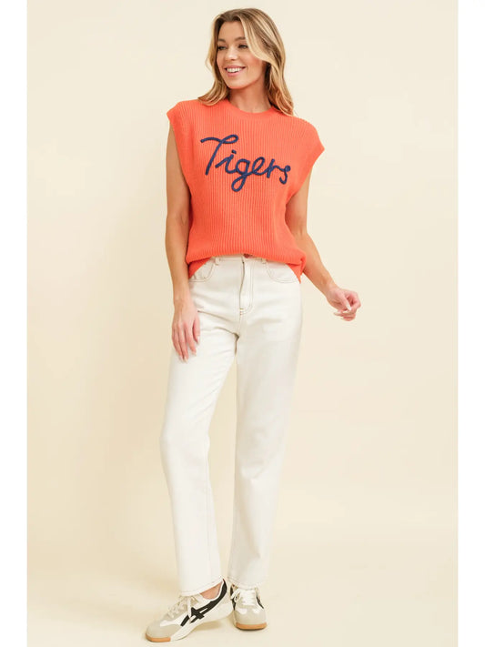 Embroidered Tigers Sweater Vest