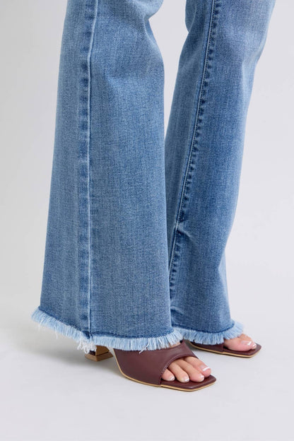High Waisted Bootcut with Fray Hem