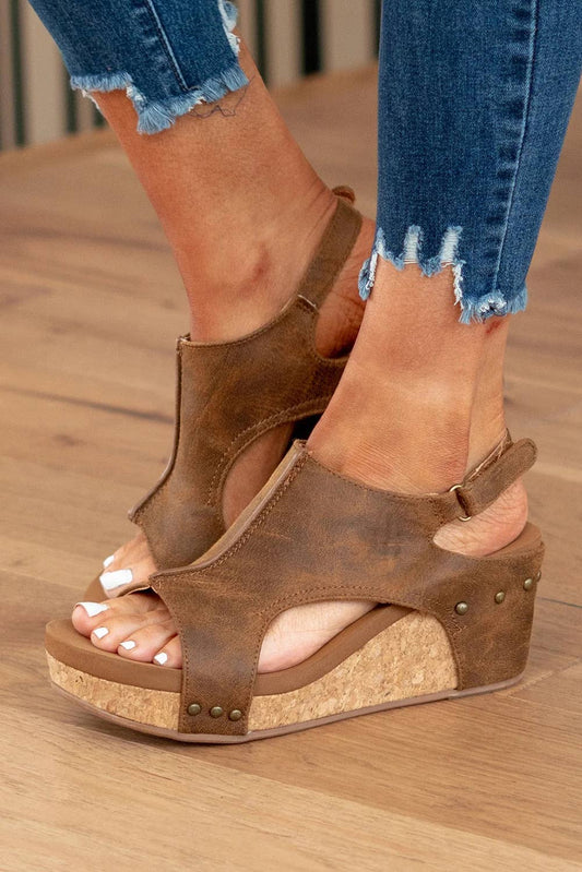Vintage Studded Wedge Sandals