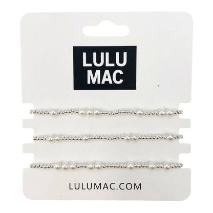 Lulu Mac Silver Pearl Bracelets